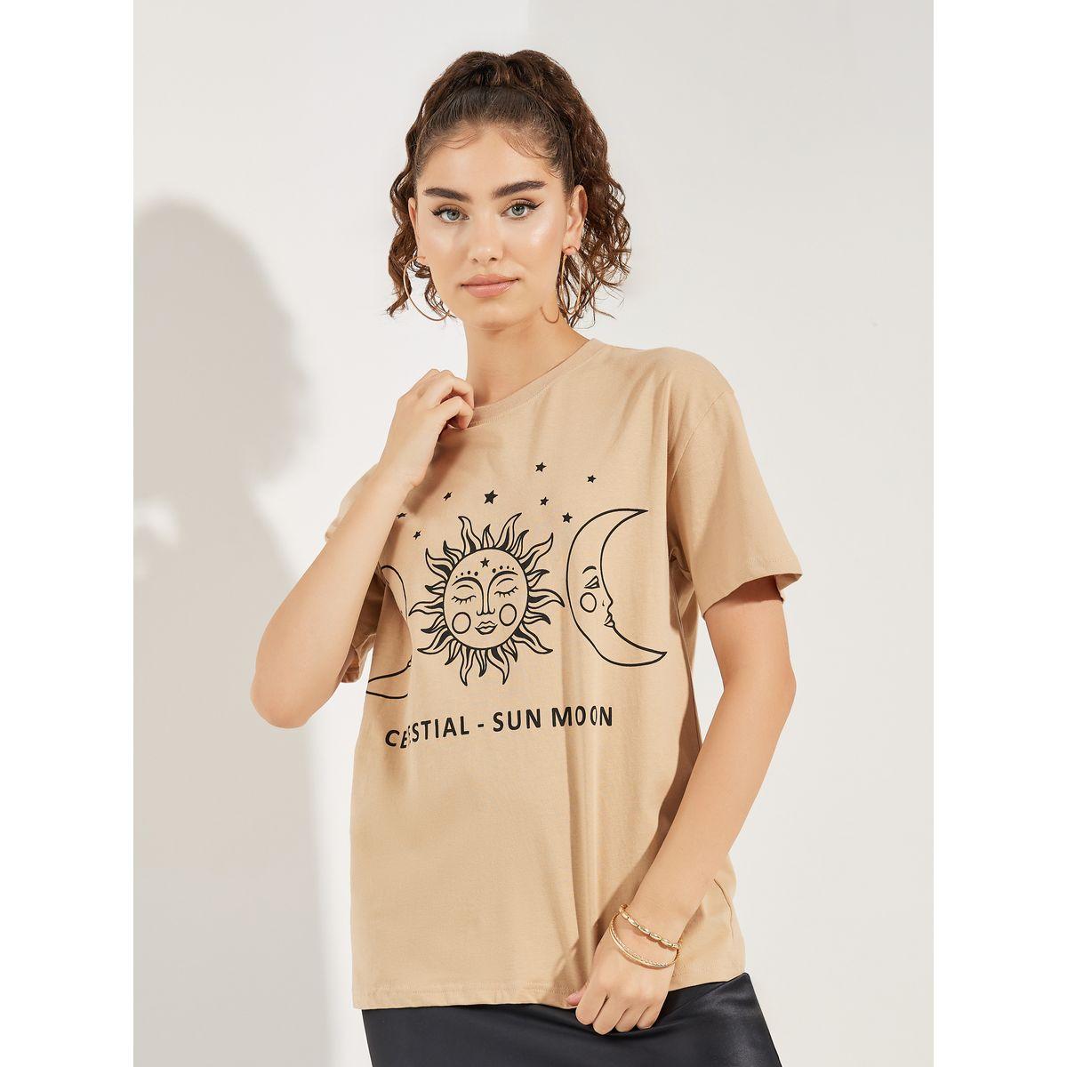 Styli Oversized Sun & Moon Graphic Drop Shoulder T-Shirt-women-clothing-tshirts-image-2