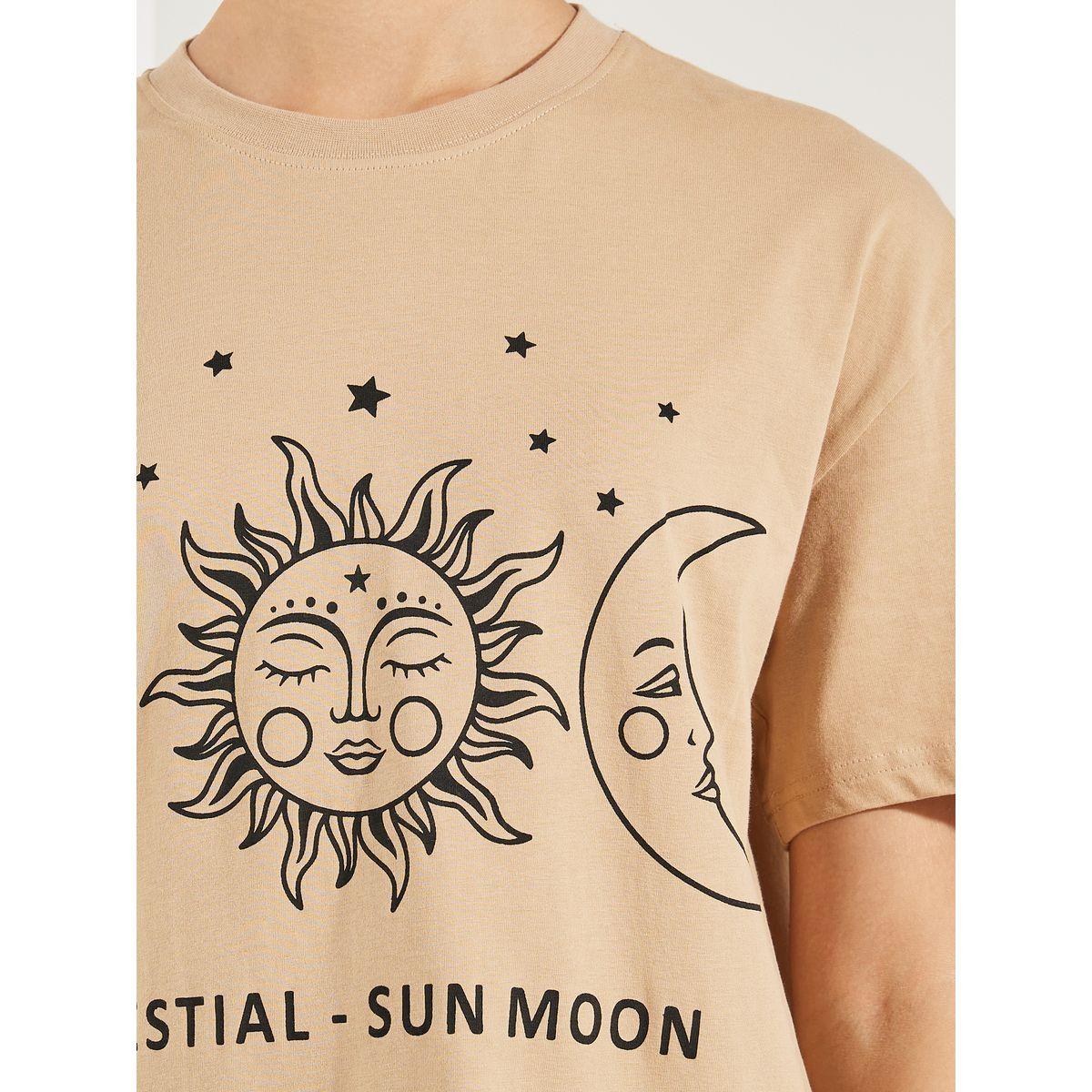 Styli Oversized Sun & Moon Graphic Drop Shoulder T-Shirt-women-clothing-tshirts-image-4