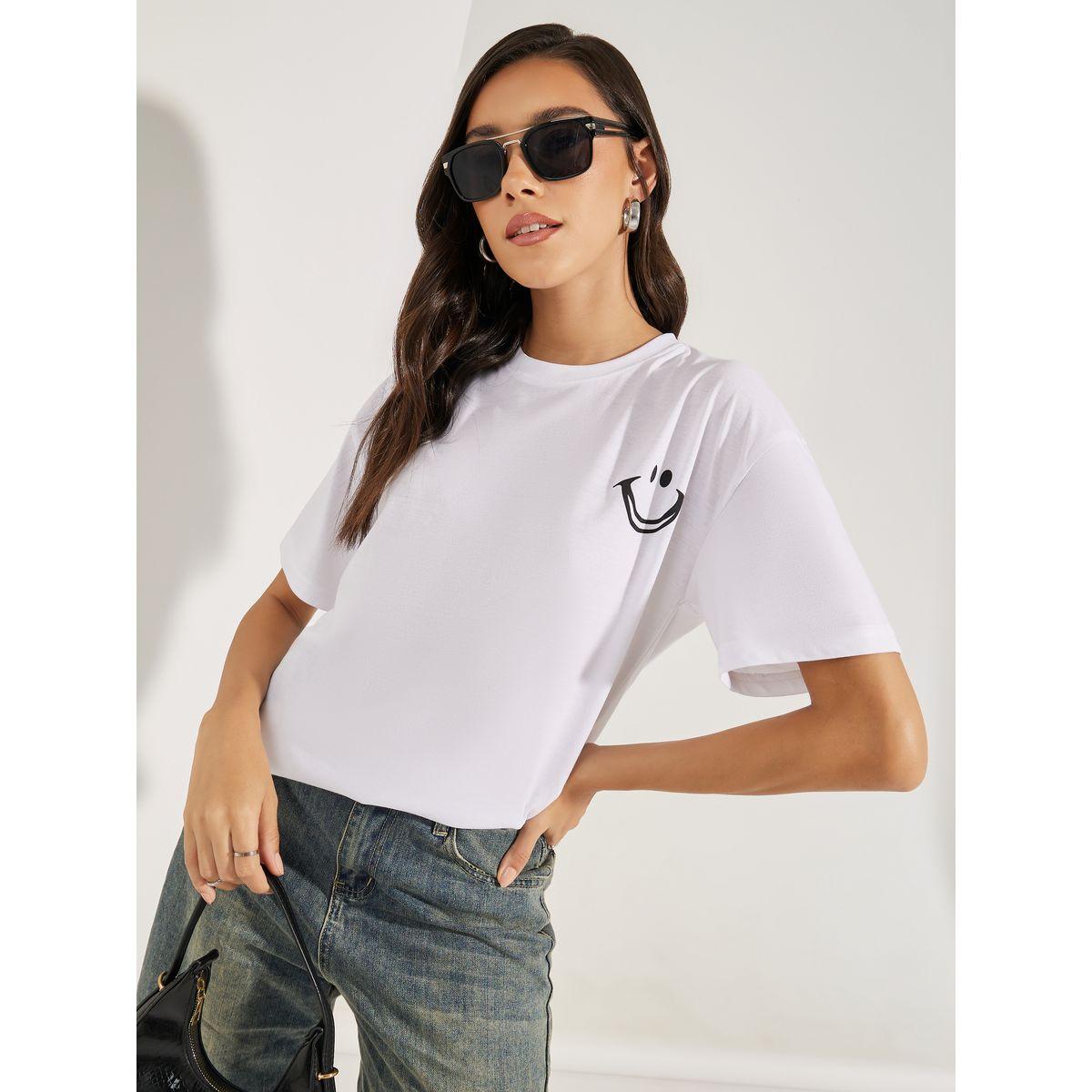 Styli Oversized Emoji Graphic Print T-Shirt-women-clothing-tshirts-image-1