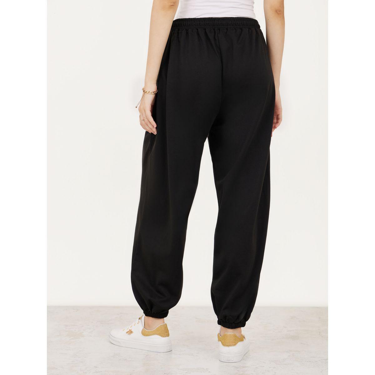 Styli Solid Elastic Waistband Joggers-women-clothing-bottoms-joggers-image-4
