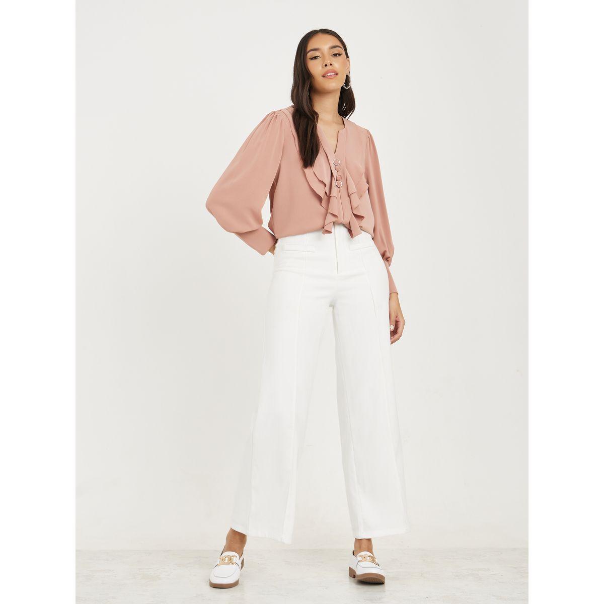 Styli Ruffle Front Detail Long Sleeves Blouse-women-clothing-shirtsandblouses-blouses-image-3