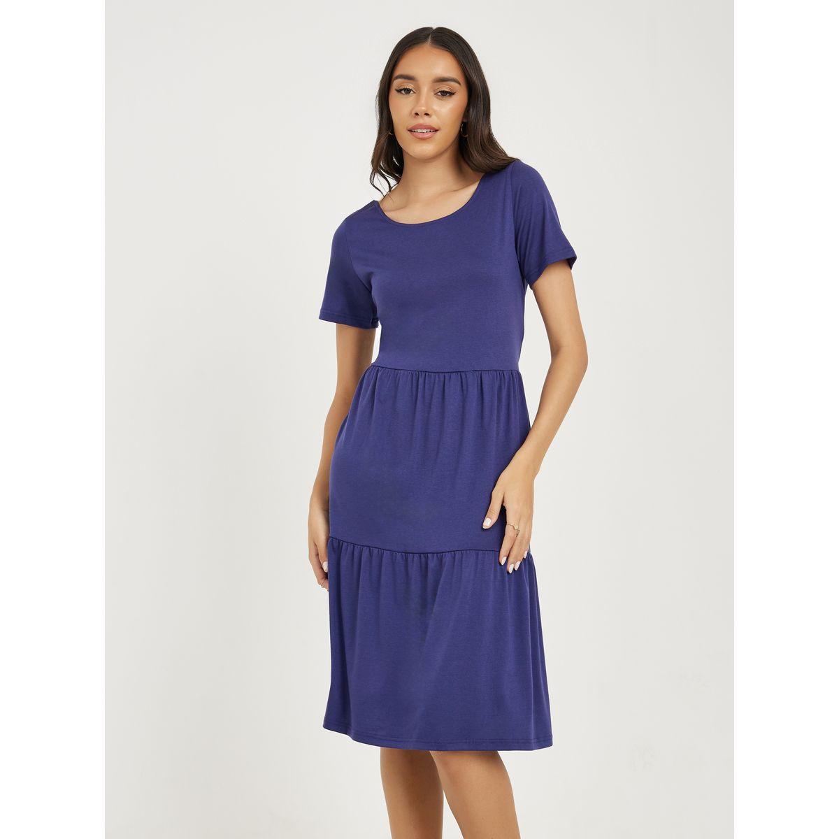 Styli Crossback Detail Tiered Knee Length Dress-women-clothing-dresses-image-2