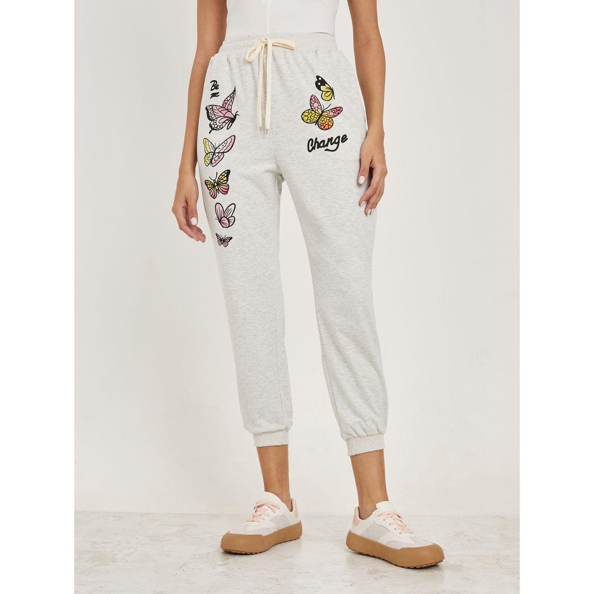 جوغر قصير بقصة سليم فت مع طبعة جرافيك-women-clothing-bottoms-joggers-image-1