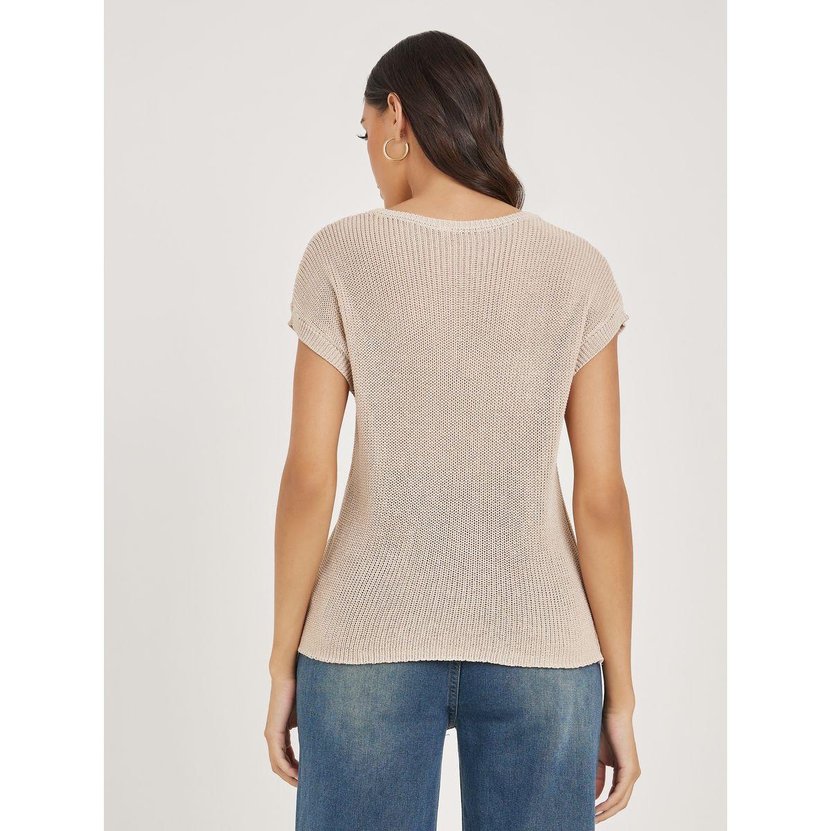 بلوزة محبوكة باكمام وطواطية وتفاصيل جيب-women-clothing-shirtsandblouses-blouses-image-5