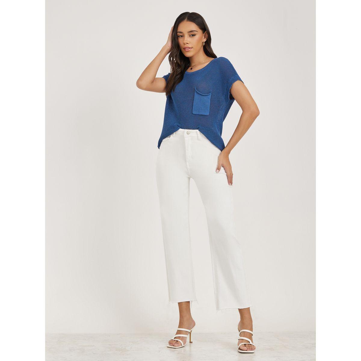 بلوزة محبوكة باكمام وطواطية وتفاصيل جيب-women-clothing-shirtsandblouses-blouses-image-3