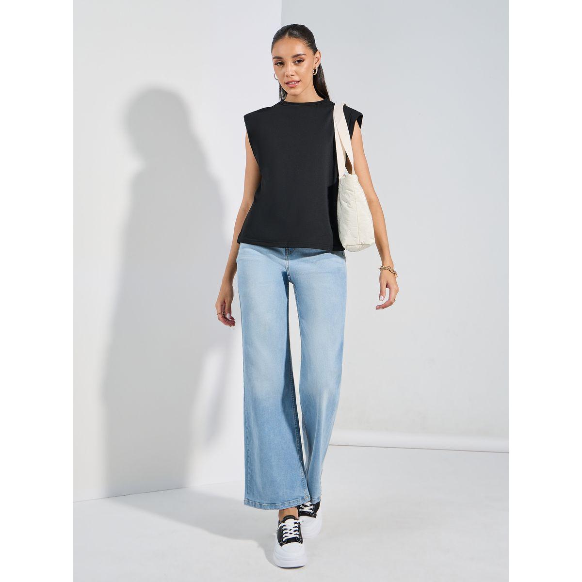Styli Padded Shoulder Round Neck  Boxy T-Shirt-women-clothing-tshirts-image-2