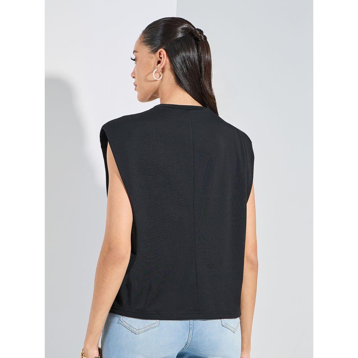 تيشيرت بوكسي باكتاف مبطنة وياقة دائرية-women-clothing-tshirts-image-5