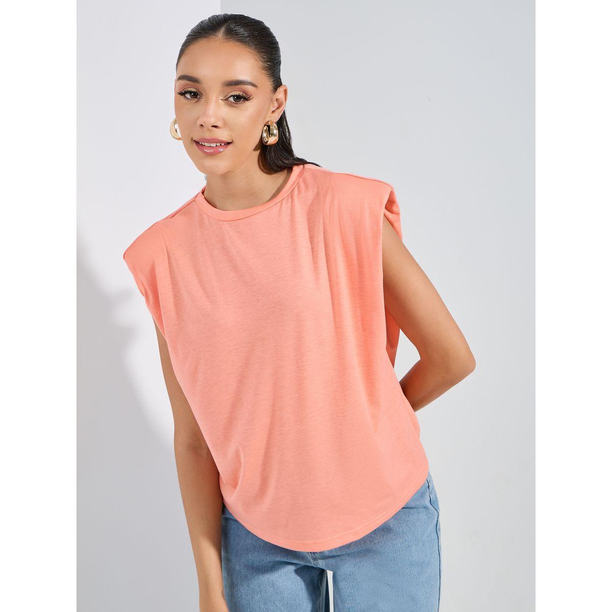 Styli Padded Shoulder Round Neck Boxy T-Shirt-women-clothing-tshirts-image-1
