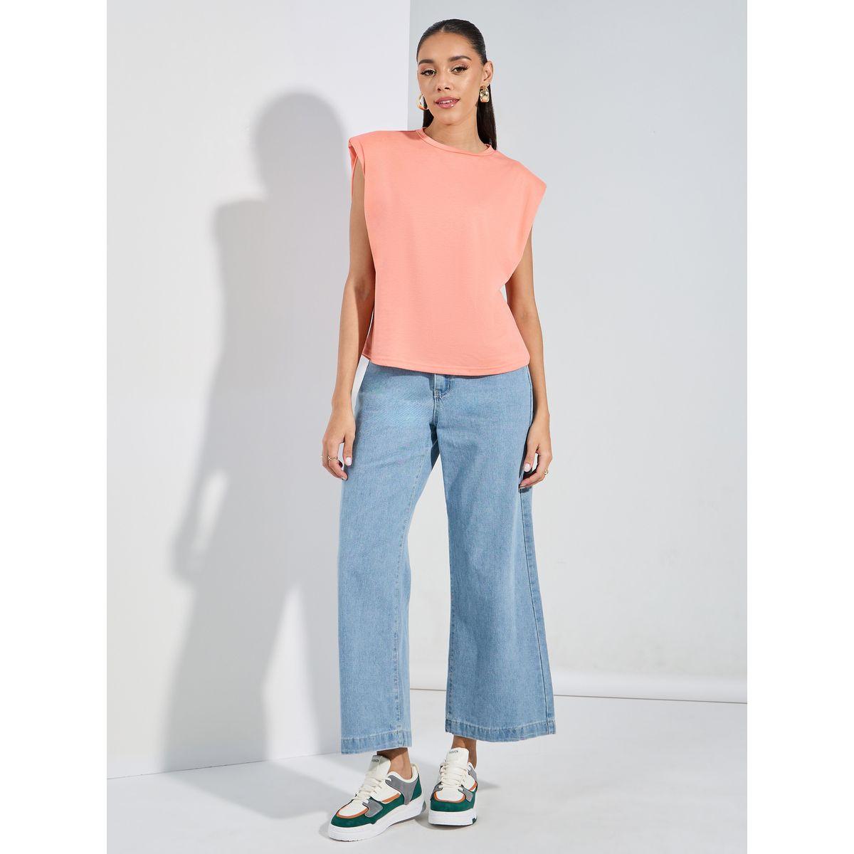 Styli Padded Shoulder Round Neck Boxy T-Shirt-women-clothing-tshirts-image-2