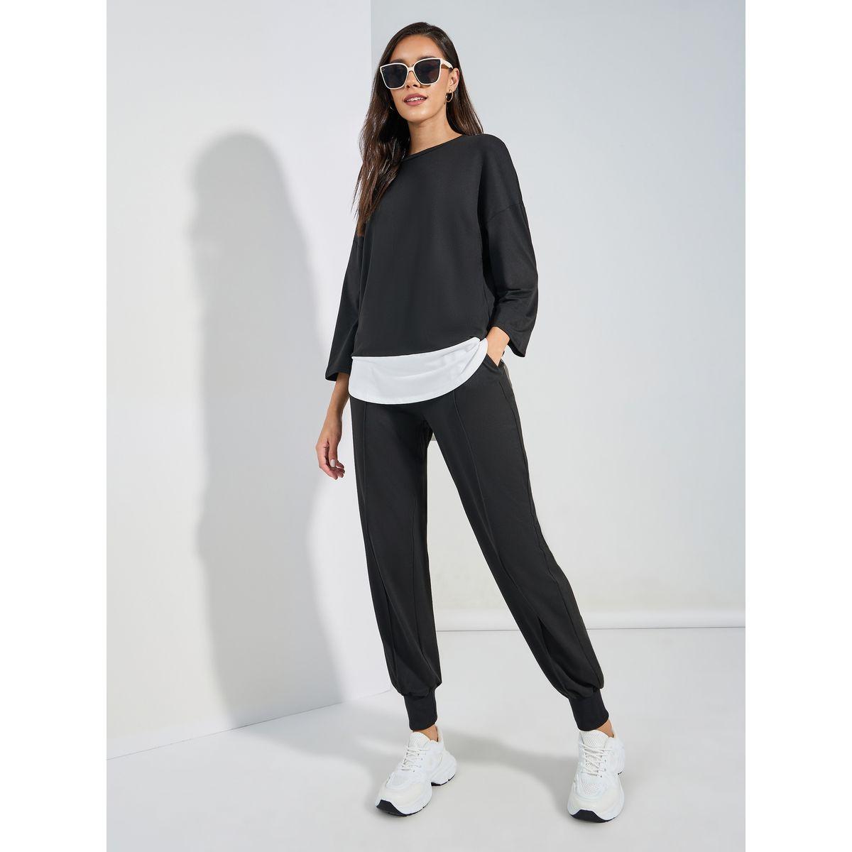 طقم منسق من ليقنز مع تيشيرت فضفاض-women-clothing-coordsets-image-1