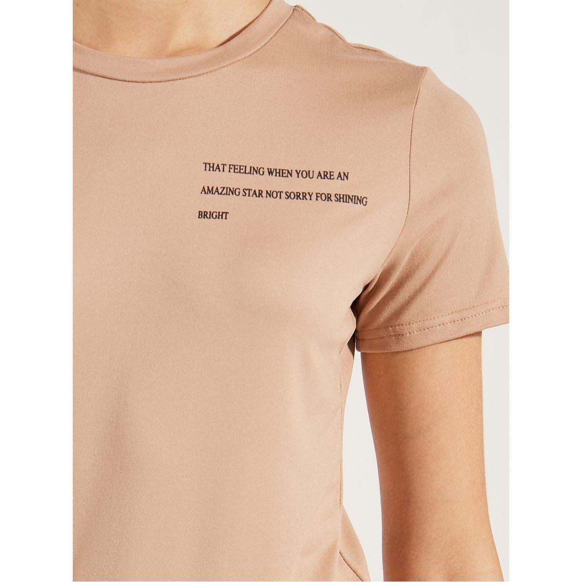 Styli Slogan Print T-Shirt & Wide Leg Joggers Co-Ords-women-clothing-coordsets-image-3