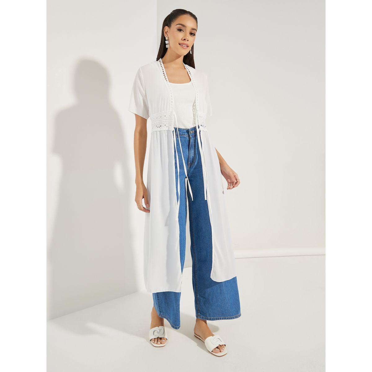 Styli Lace Insert Front Tie Midi Kimono-women-clothing-shirtsandblouses-shirts-image-4