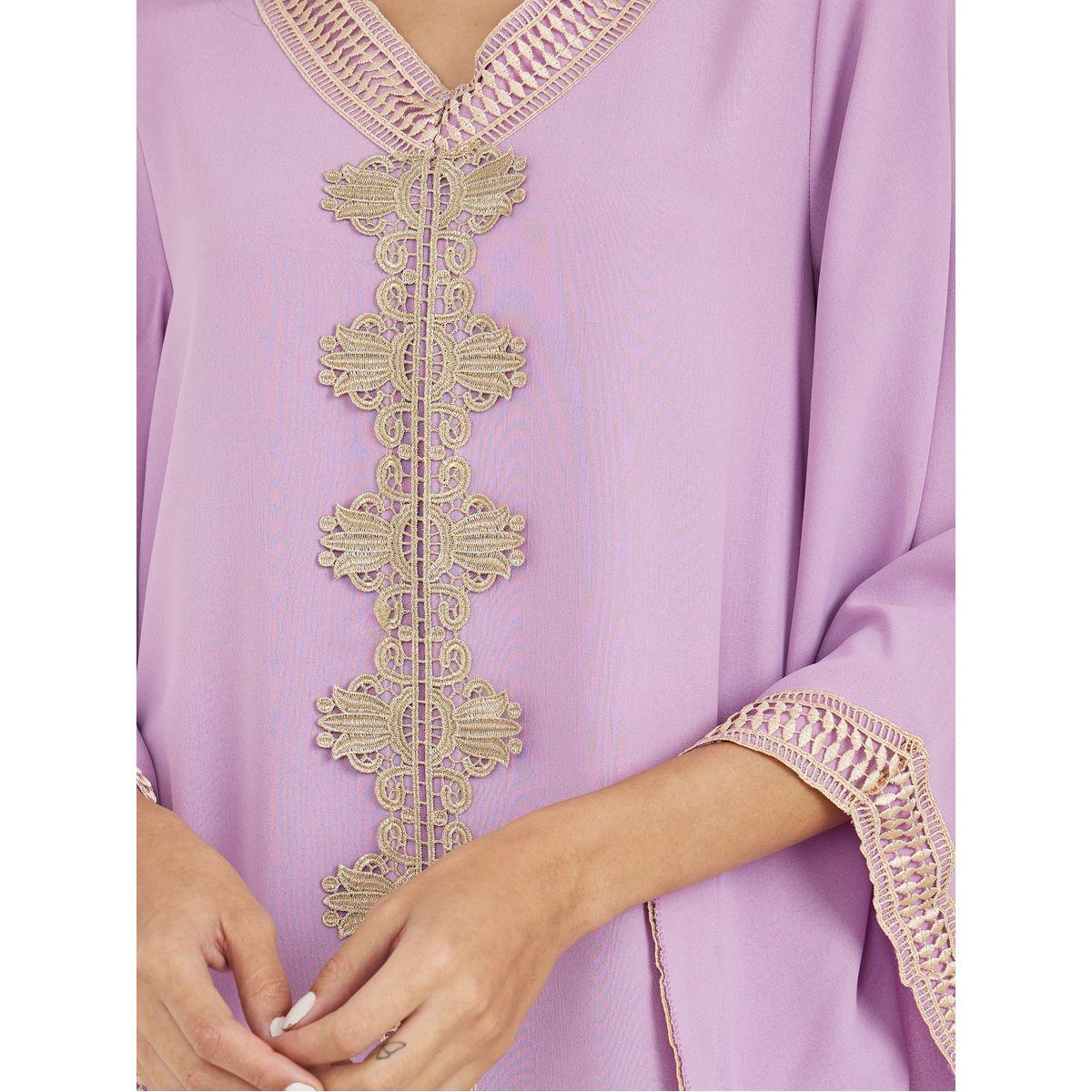 Styli Flared Sleeves Jalabiya with Lace Trim-women-arabicclothing-jalabiyas-image-3