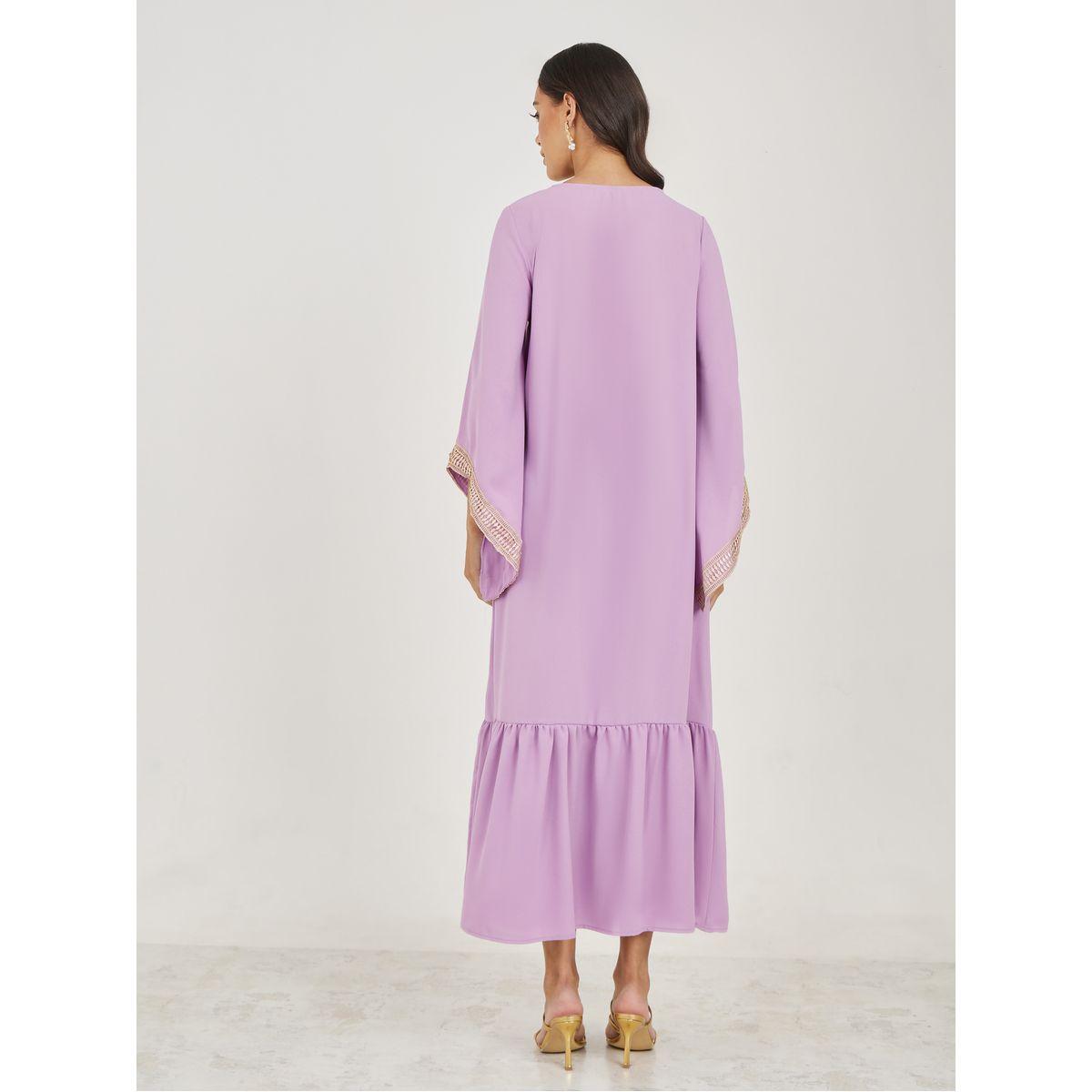 جلابية بتفاصيل دانتيل مع اكمام واسعة-women-arabicclothing-jalabiyas-image-4