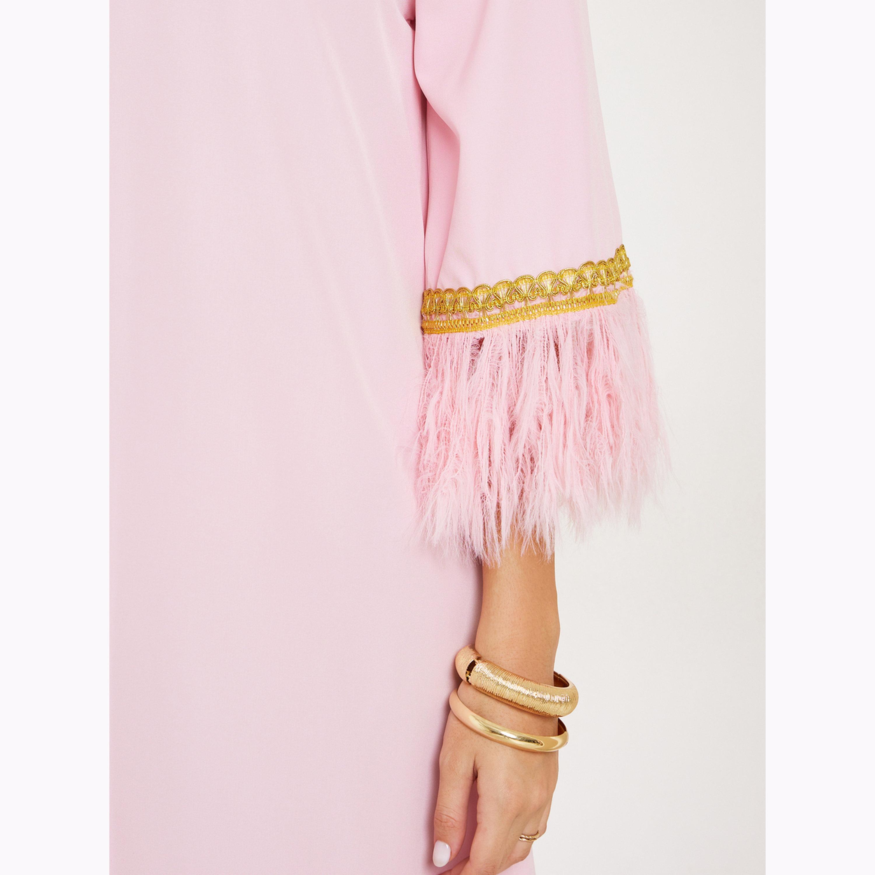 جلابية بتفاصيل ريش صناعي ودانتيل-women-arabicclothing-jalabiyas-image-5