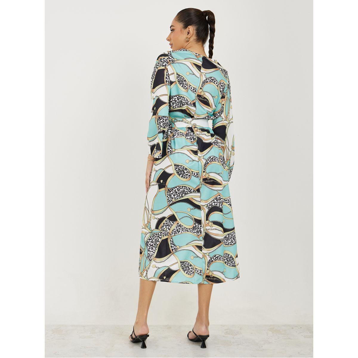 Styli All Over Print A-Line Midi Dress with Belt-women-clothing-dresses-image-4