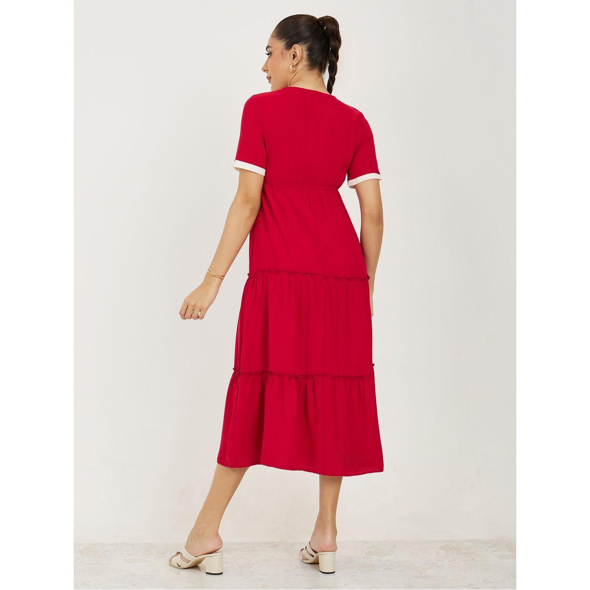 فستان ميدي بتفاصيل مُتباينة وربطة فيونكة-women-clothing-dresses-image-4