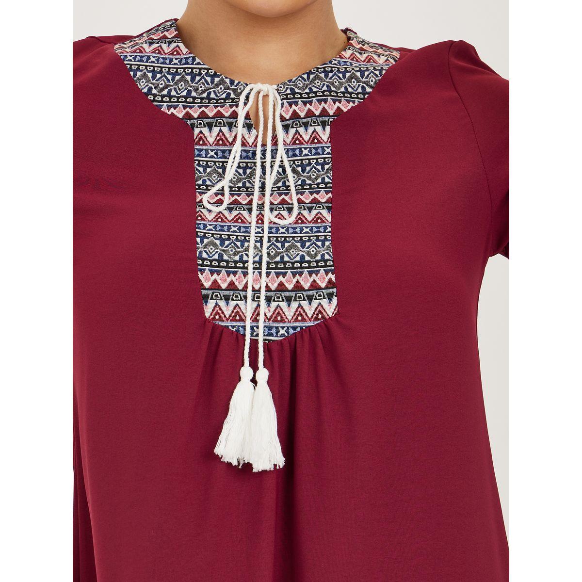 Styli Embroidery Front Detail A-Line Midi Dress-women-clothing-dresses-image-3