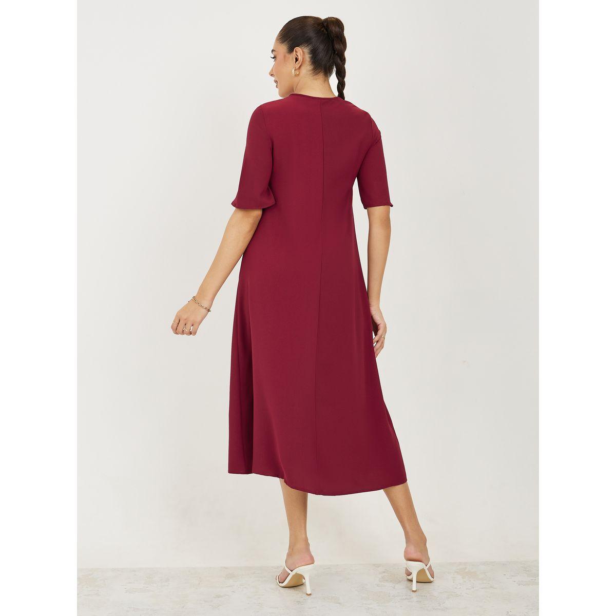 Styli Embroidery Front Detail A-Line Midi Dress-women-clothing-dresses-image-4