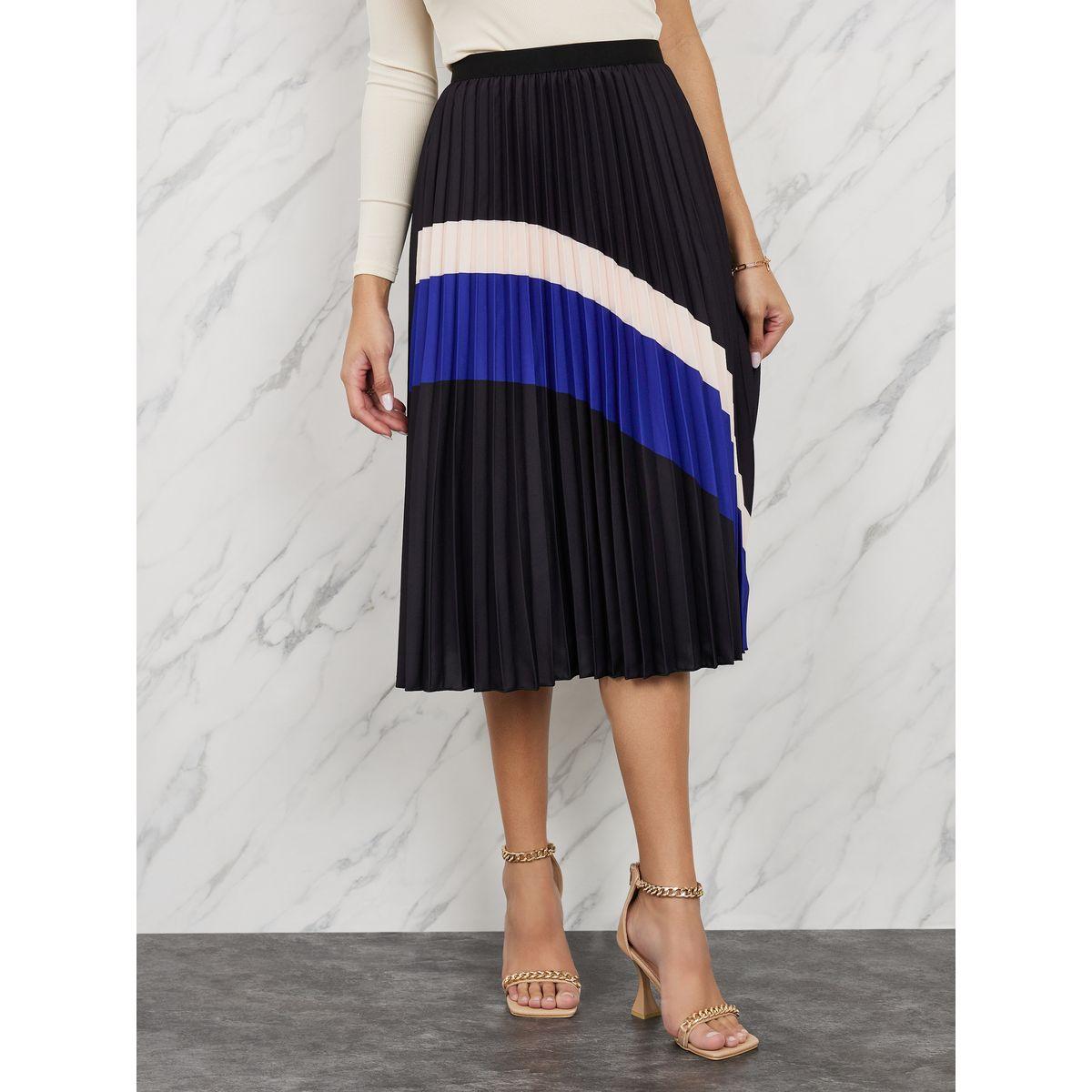 تنورة ميدي بنمط كتل الالوان مع كسرات-women-clothing-bottoms-skirts-image-1