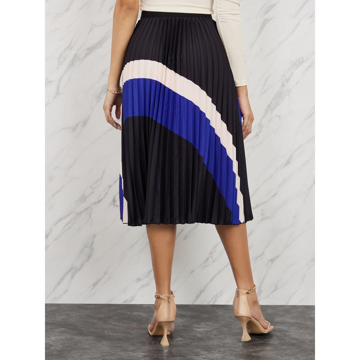 Styli Colorblock  Pleated Midi Skirt-women-clothing-bottoms-skirts-image-4