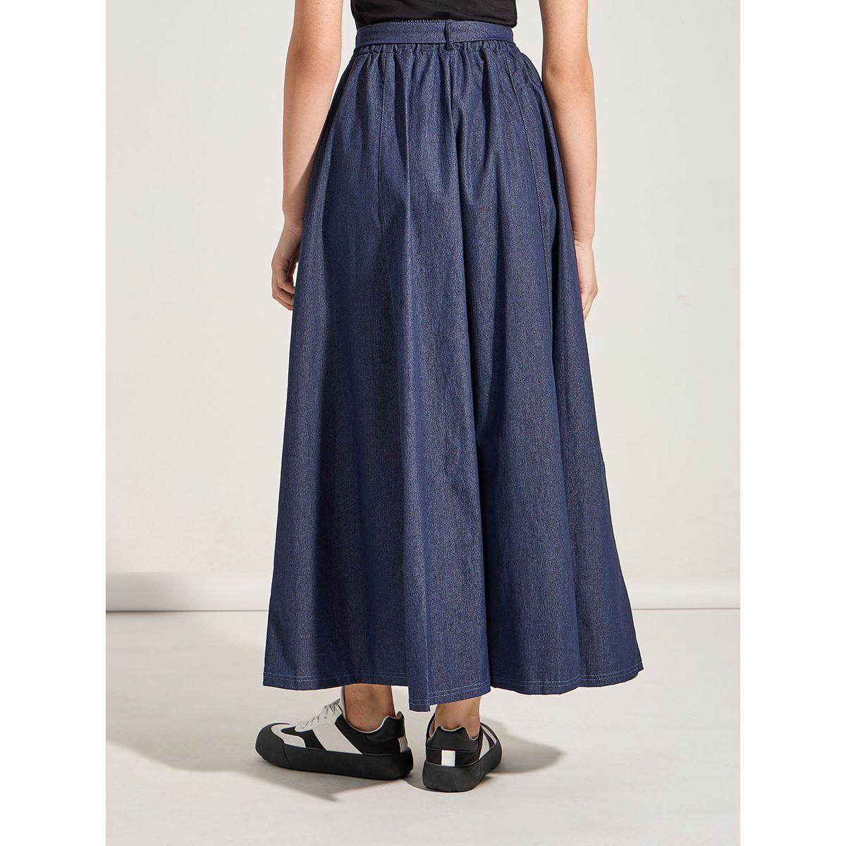 Styli Denim Look Maxi Skirt with Tie Belt-women-clothing-bottoms-skirts-image-4