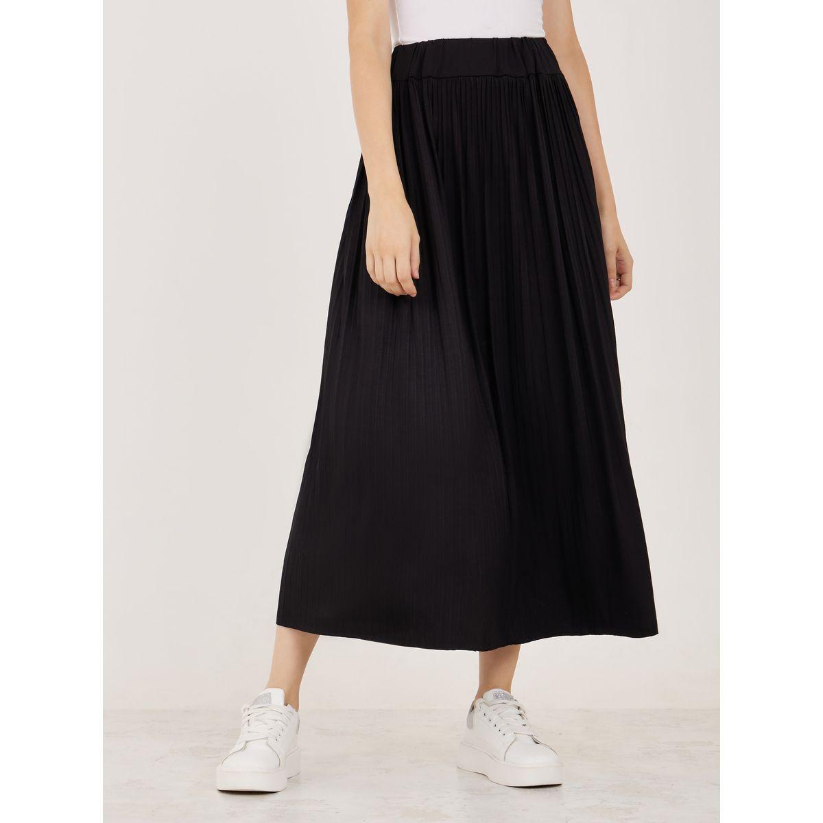 Styli Solid Plisse Detail Elastic Waistband Midi Skirt-women-clothing-bottoms-skirts-image-1