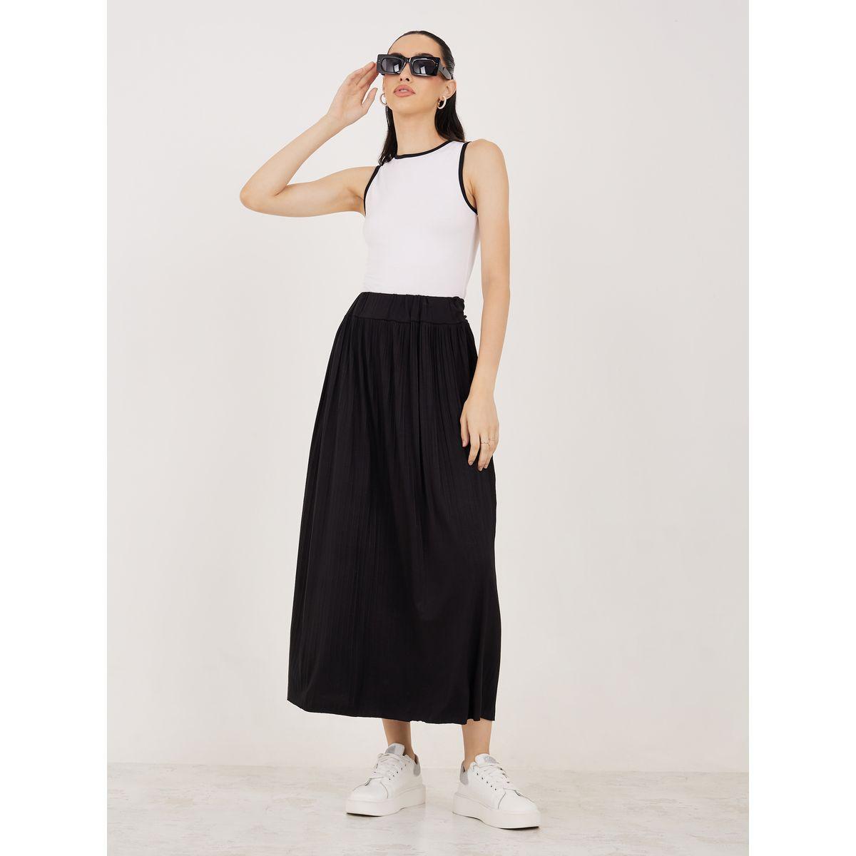 Styli Solid Plisse Detail Elastic Waistband Midi Skirt-women-clothing-bottoms-skirts-image-2