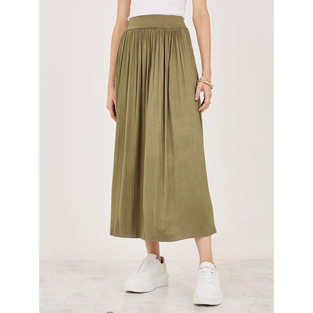 Styli Solid Plisse Detail Elastic Waistband Midi Skirt-women-clothing-bottoms-skirts-image-1