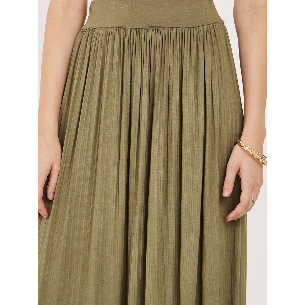 Styli Solid Plisse Detail Elastic Waistband Midi Skirt-women-clothing-bottoms-skirts-image-3
