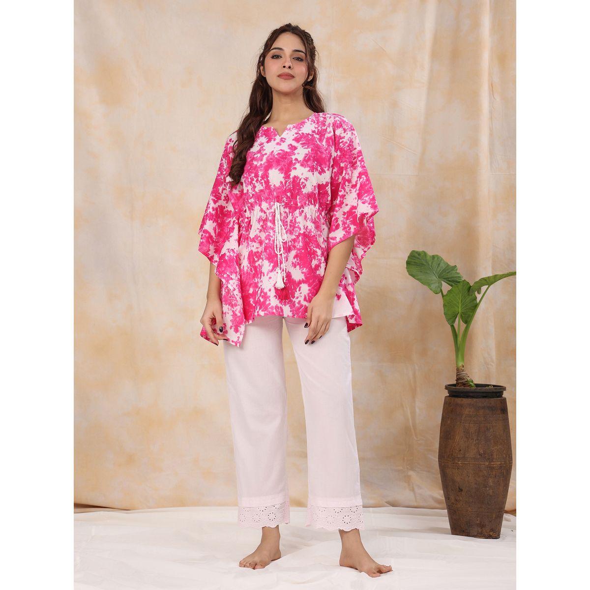 Sanskrutihomes X Styli  Cotton Tie-Dye Print Kaftan & Pyjama Set-women-clothing-nightwear-pyjamas-longsets-image-1