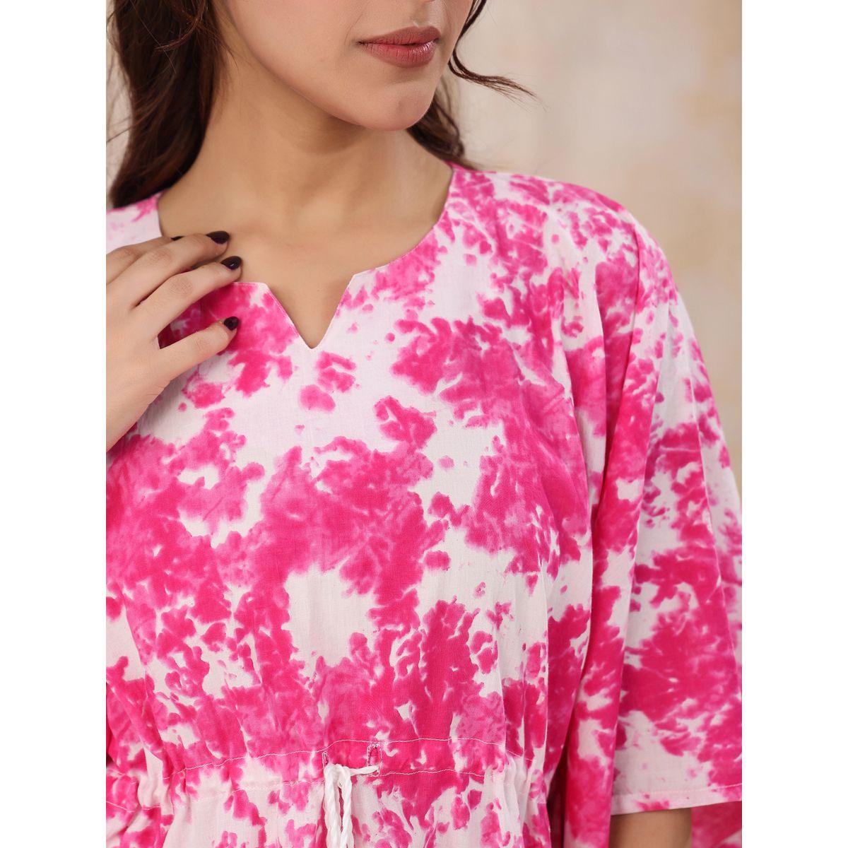Sanskrutihomes X Styli  Cotton Tie-Dye Print Kaftan & Pyjama Set-women-clothing-nightwear-pyjamas-longsets-image-12