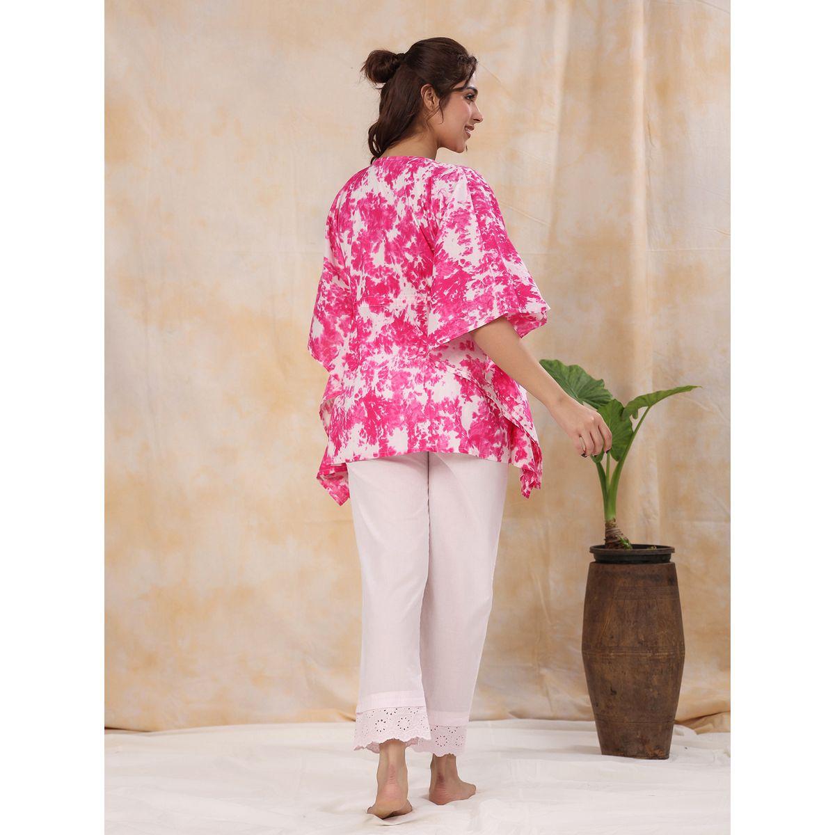 Sanskrutihomes X Styli  Cotton Tie-Dye Print Kaftan & Pyjama Set-women-clothing-nightwear-pyjamas-longsets-image-5
