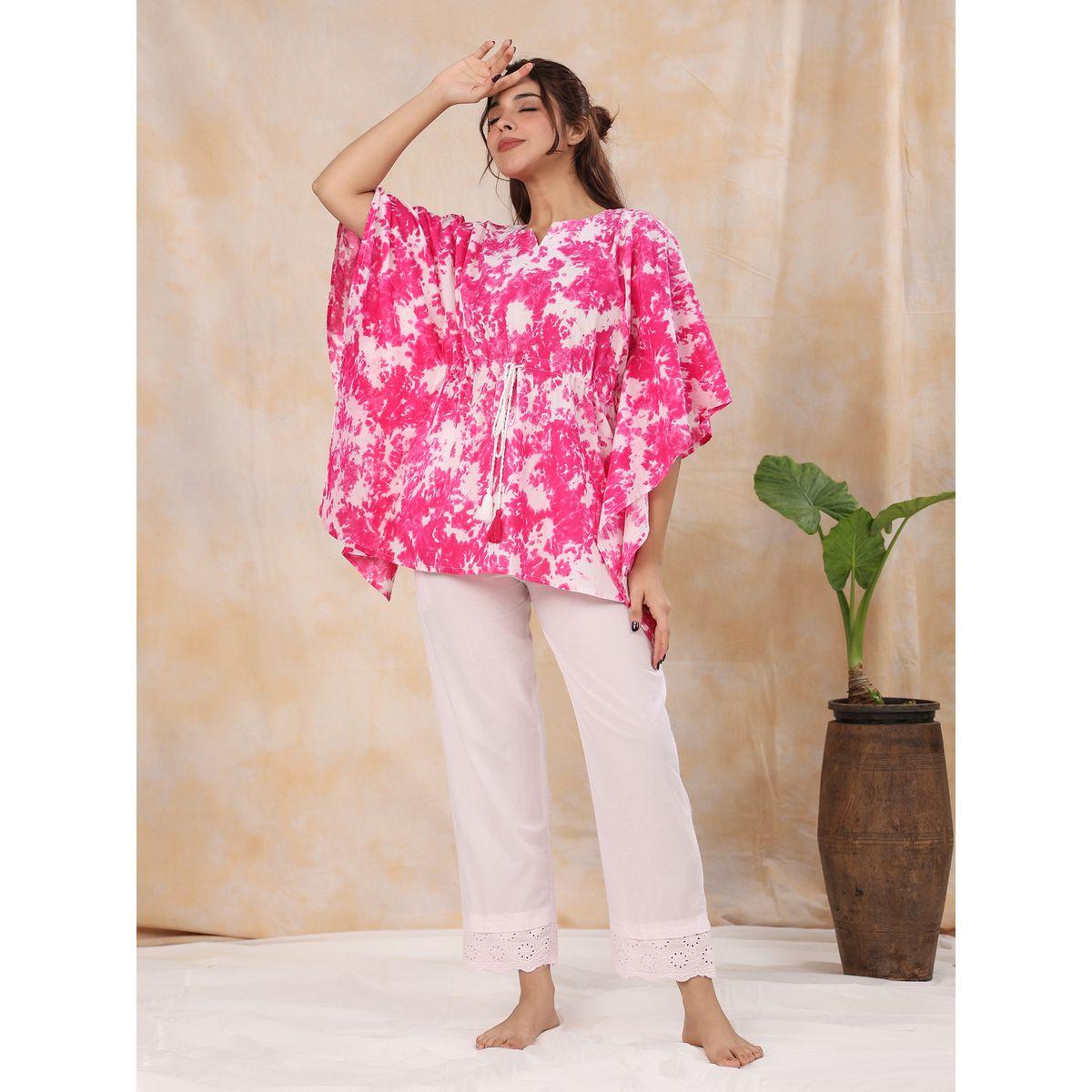 Sanskrutihomes X Styli  Cotton Tie-Dye Print Kaftan & Pyjama Set-women-clothing-nightwear-pyjamas-longsets-image-8