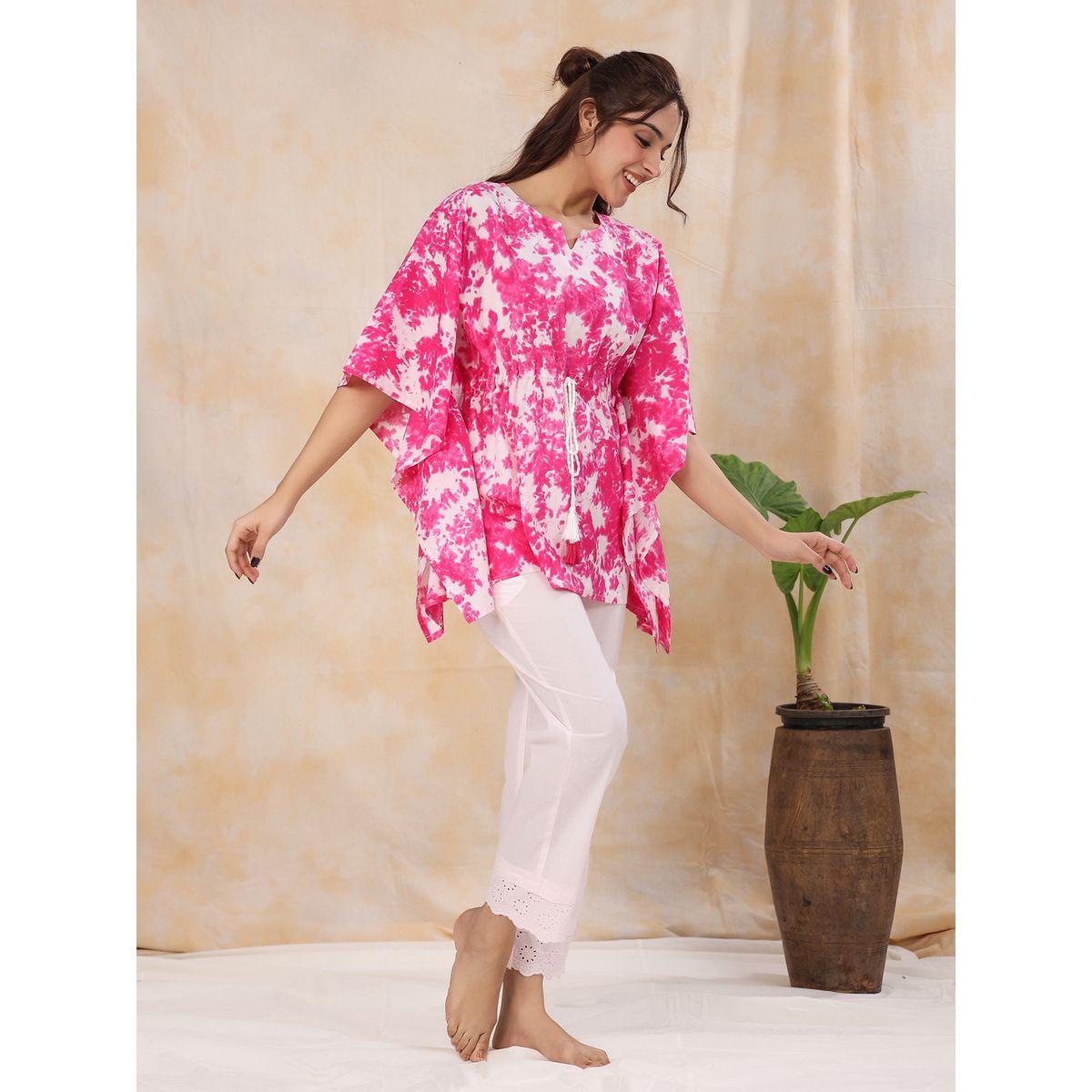 Sanskrutihomes X Styli  Cotton Tie-Dye Print Kaftan & Pyjama Set-women-clothing-nightwear-pyjamas-longsets-image-9