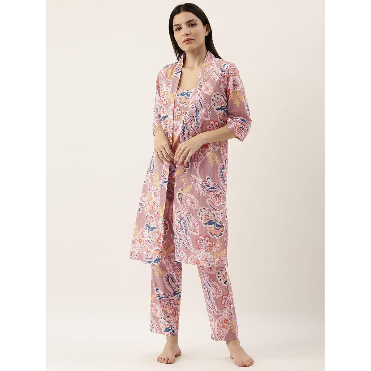مجموعة من 3 - بنطال بيجاما وكامي مع روب سانسكريتي هومز × ستايلي-women-clothing-nightwear-pyjamas-longsets-image-1