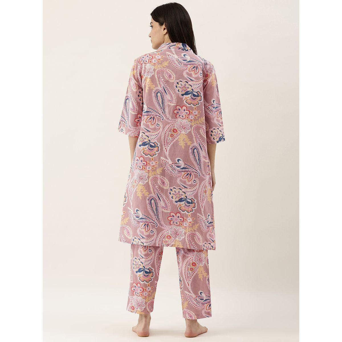 مجموعة من 3 - بنطال بيجاما وكامي مع روب سانسكريتي هومز × ستايلي-women-clothing-nightwear-pyjamas-longsets-image-2
