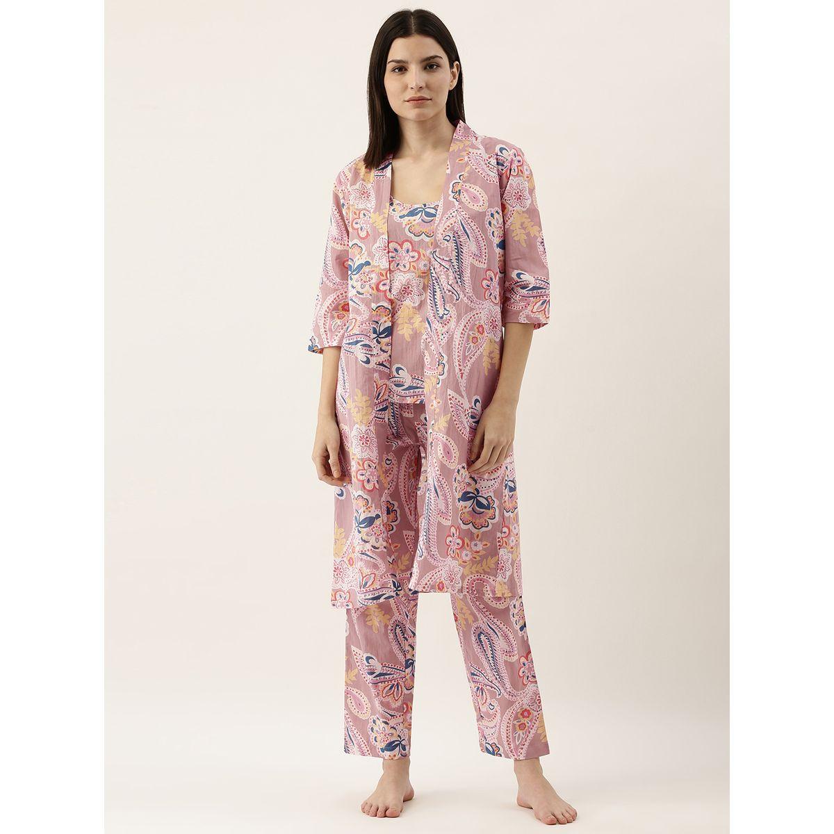 مجموعة من 3 - بنطال بيجاما وكامي مع روب سانسكريتي هومز × ستايلي-women-clothing-nightwear-pyjamas-longsets-image-3