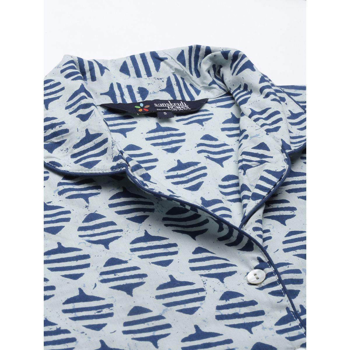 Sanskrutihomes X Styli  Cotton All Over Print Shirt & Pyjama Set-women-clothing-nightwear-pyjamas-longsets-image-4