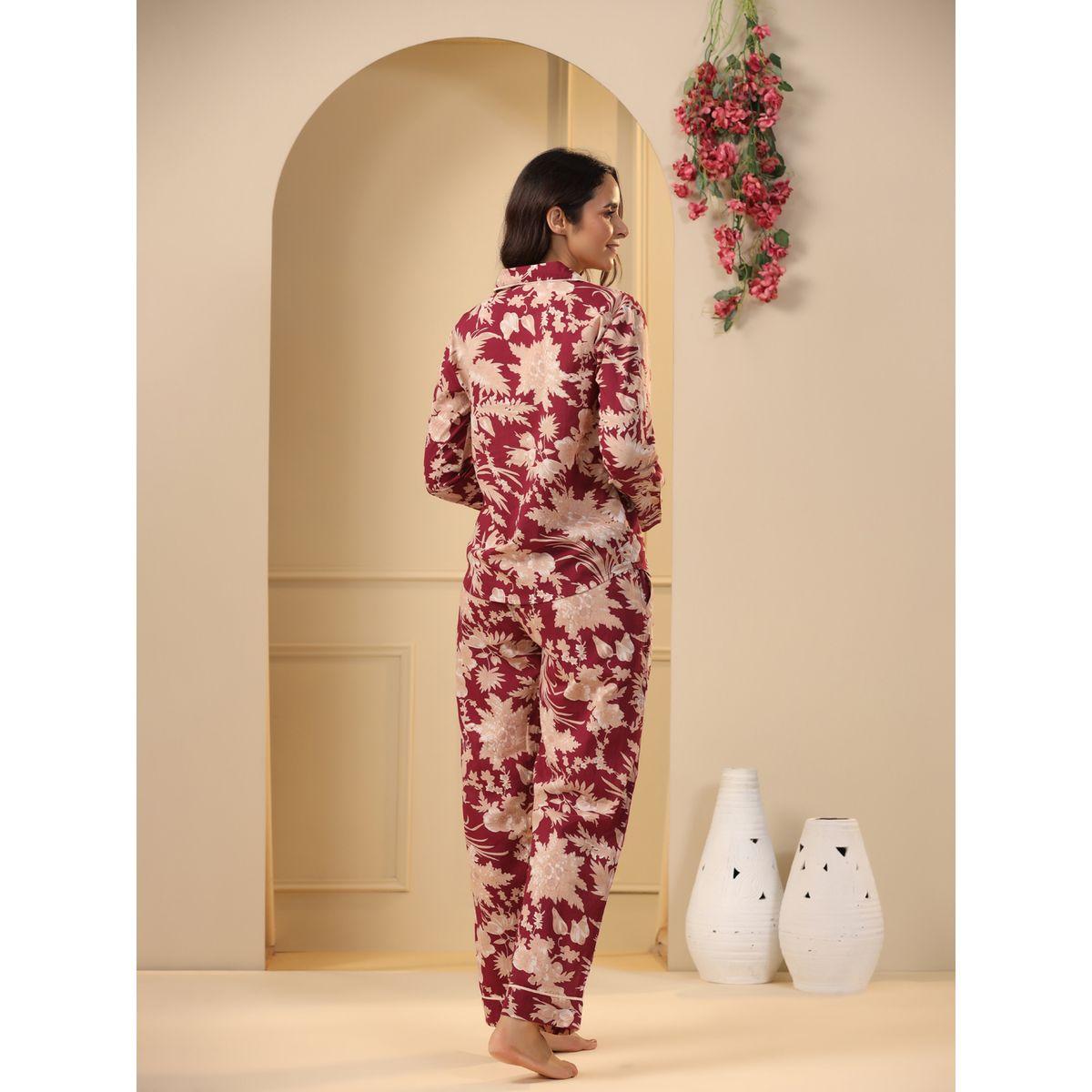 Sanskrutihomes X Styli  Cotton Floral Pocket Detail Shirt & Pyjama Set-women-clothing-nightwear-pyjamas-longsets-image-8