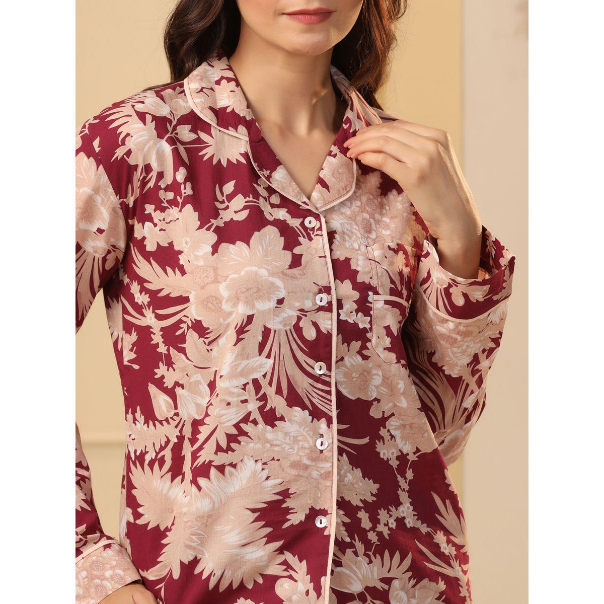 Sanskrutihomes X Styli  Cotton Floral Pocket Detail Shirt & Pyjama Set-women-clothing-nightwear-pyjamas-longsets-image-9