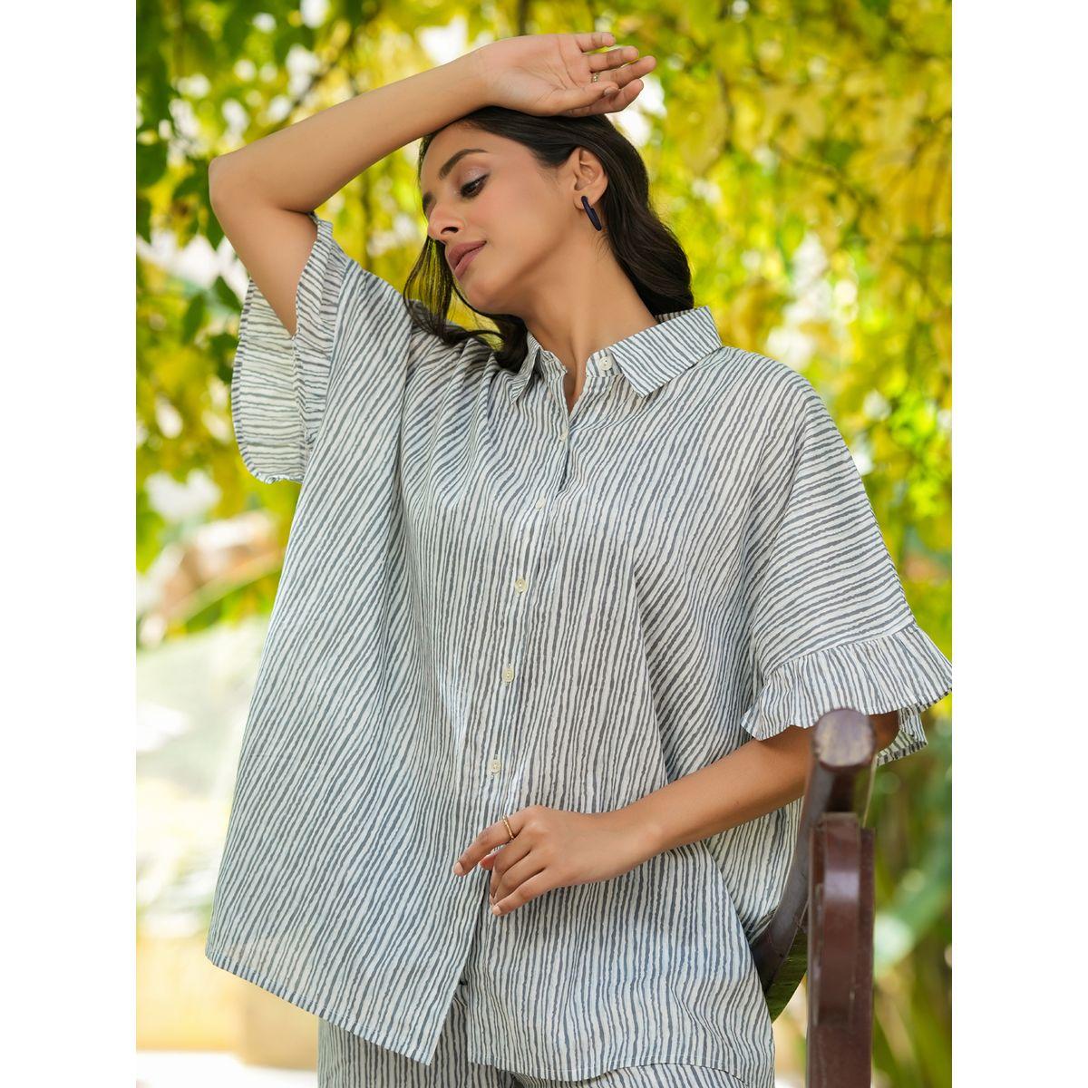 Sanskrutihomes X Styli  Cotton Striped Relaxed Fit Shirt & Straight Pyjama Set-women-clothing-nightwear-pyjamas-longsets-image-11
