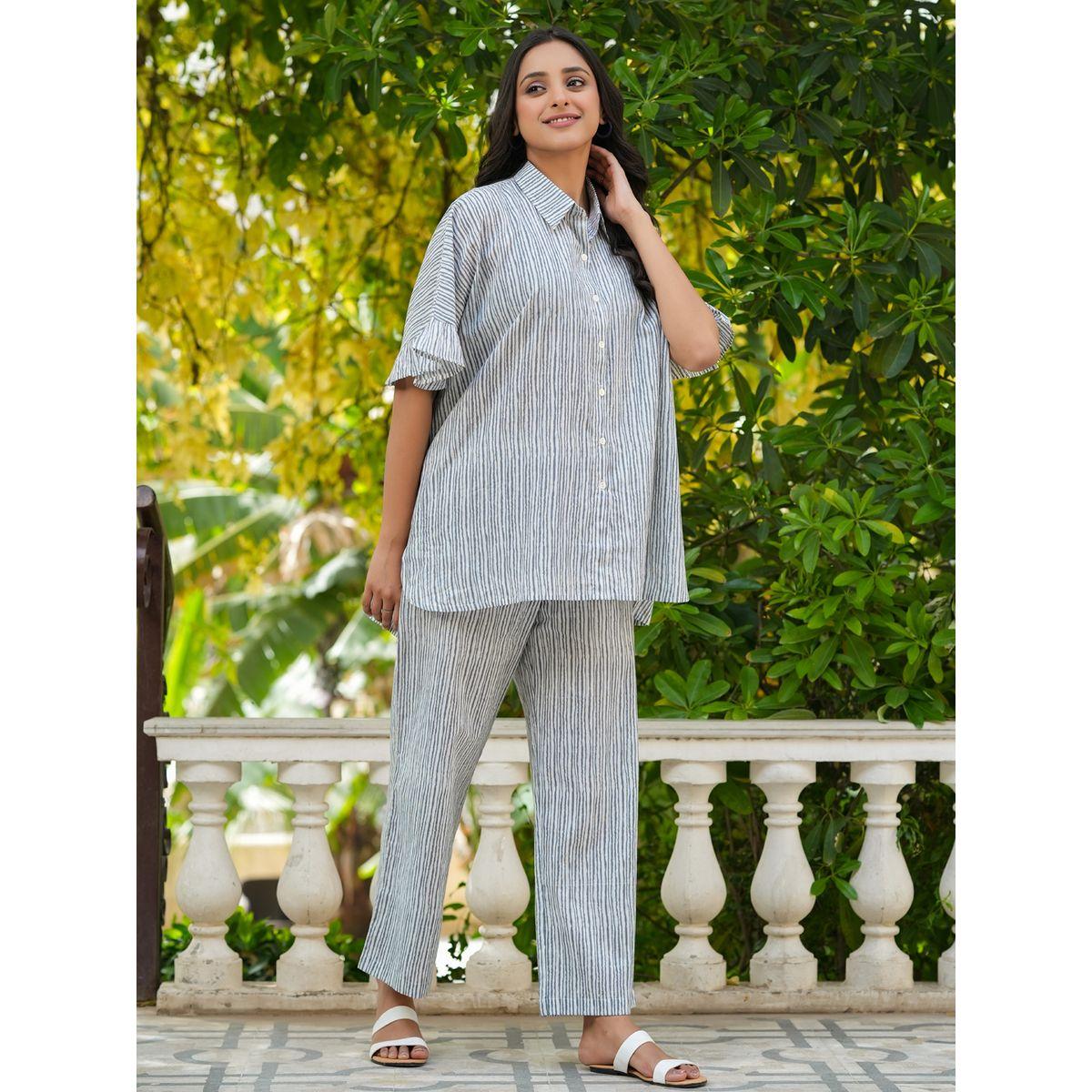 Sanskrutihomes X Styli  Cotton Striped Relaxed Fit Shirt & Straight Pyjama Set-women-clothing-nightwear-pyjamas-longsets-image-6