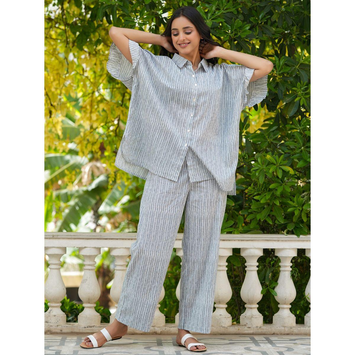 Sanskrutihomes X Styli  Cotton Striped Relaxed Fit Shirt & Straight Pyjama Set-women-clothing-nightwear-pyjamas-longsets-image-7