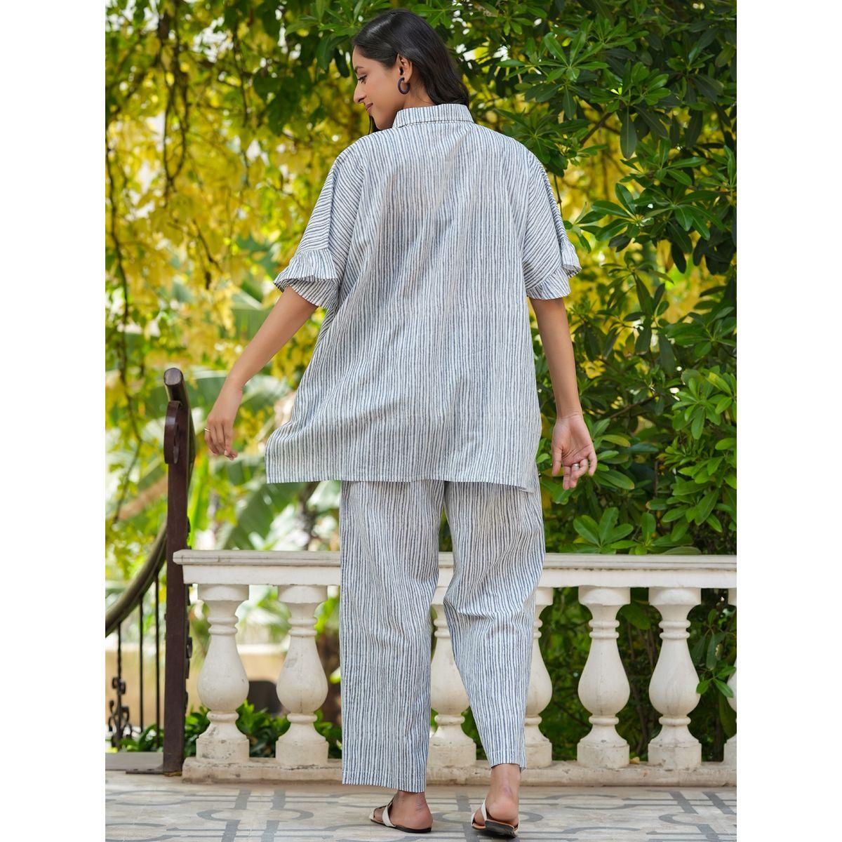 Sanskrutihomes X Styli  Cotton Striped Relaxed Fit Shirt & Straight Pyjama Set-women-clothing-nightwear-pyjamas-longsets-image-9