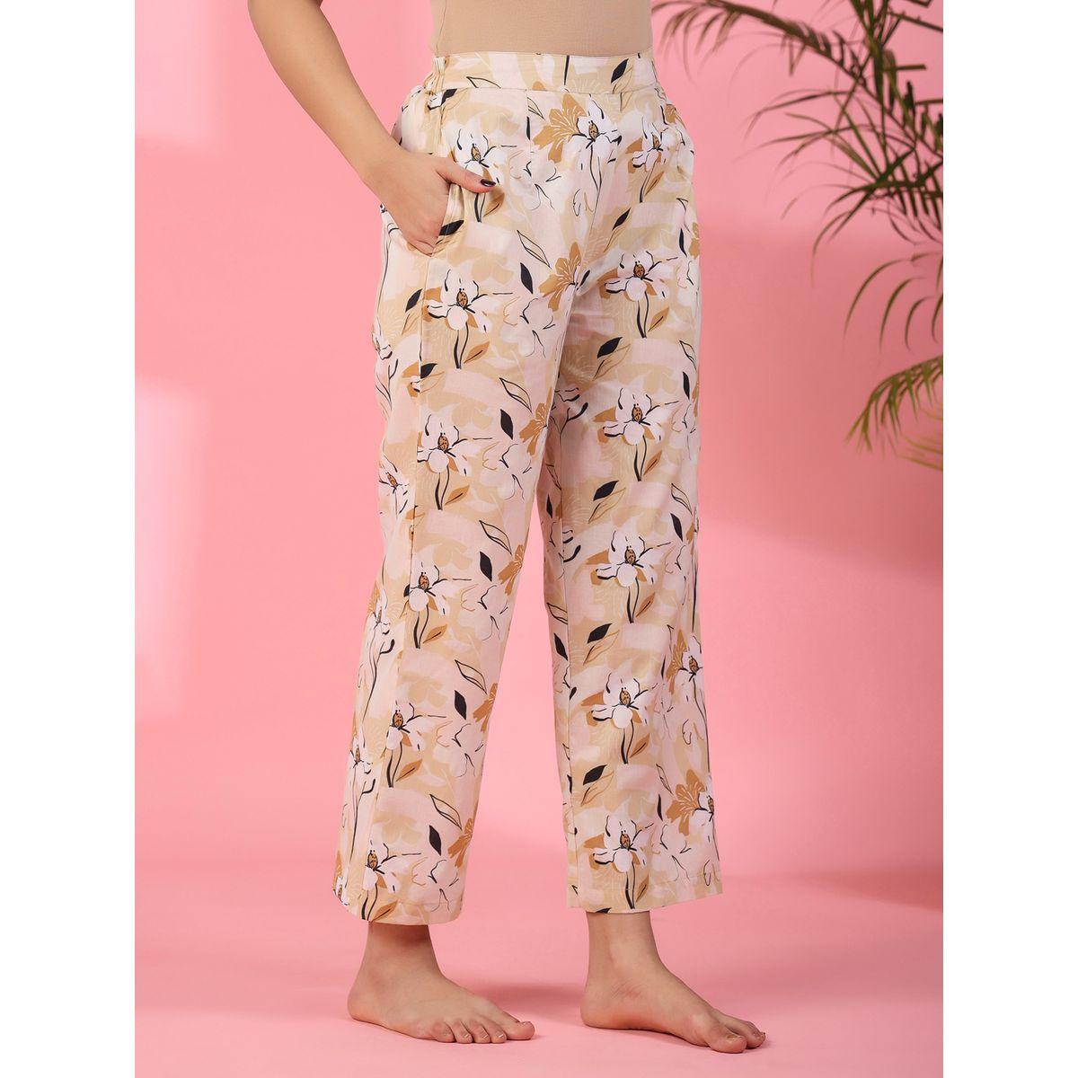 طقم من بنطال بيجاما مع بلوزة بطبعة زهور سانسكريتي هومز × ستايلي-women-clothing-nightwear-pyjamas-longsets-image-3