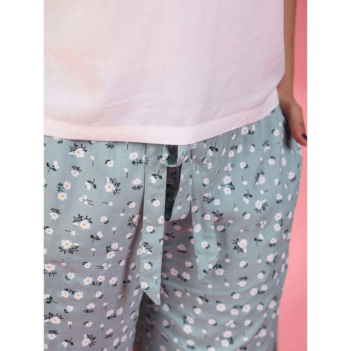 Sanskrutihomes X Styli  Viscose Rayon V Neck T-Shirt & Floral Pyjama Set-women-clothing-nightwear-pyjamas-longsets-image-11