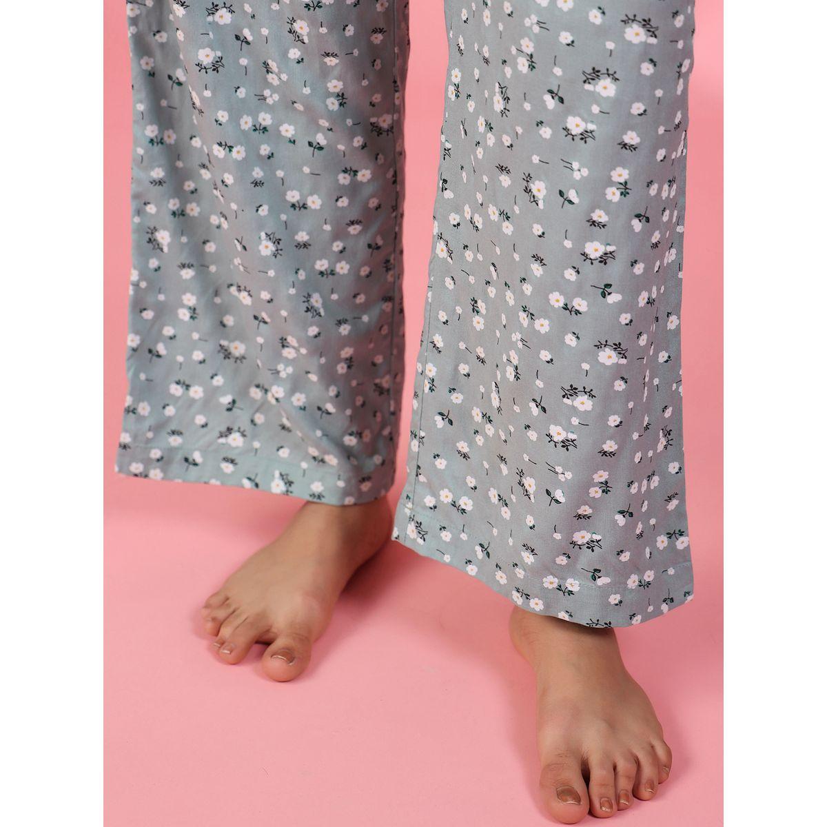 Sanskrutihomes X Styli  Viscose Rayon V Neck T-Shirt & Floral Pyjama Set-women-clothing-nightwear-pyjamas-longsets-image-3