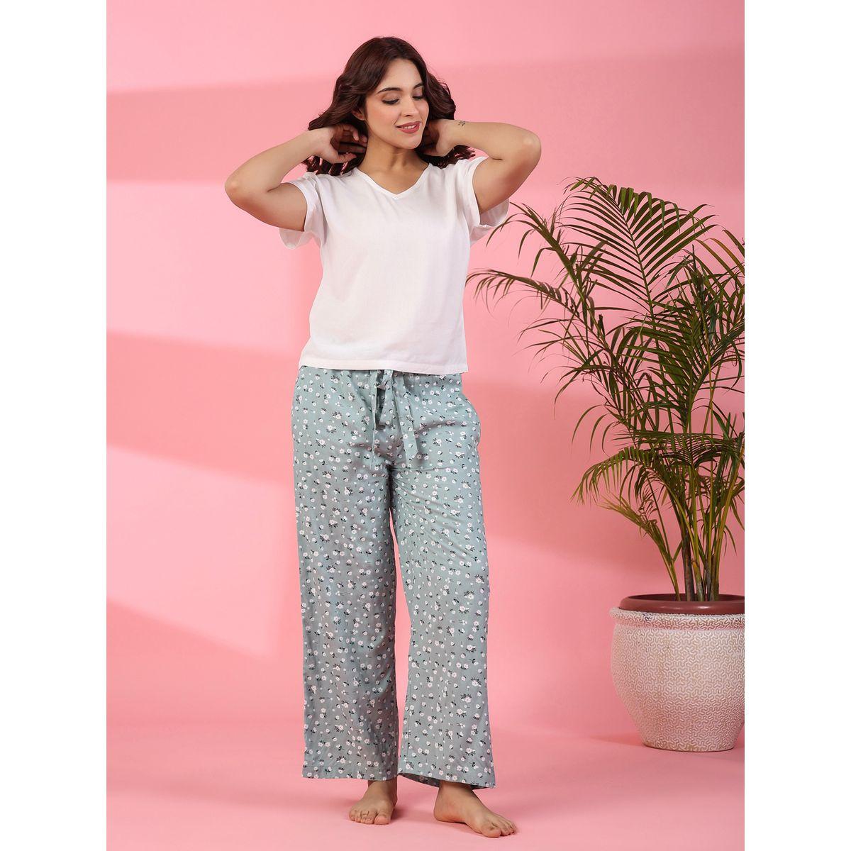 Sanskrutihomes X Styli  Viscose Rayon V Neck T-Shirt & Floral Pyjama Set-women-clothing-nightwear-pyjamas-longsets-image-8