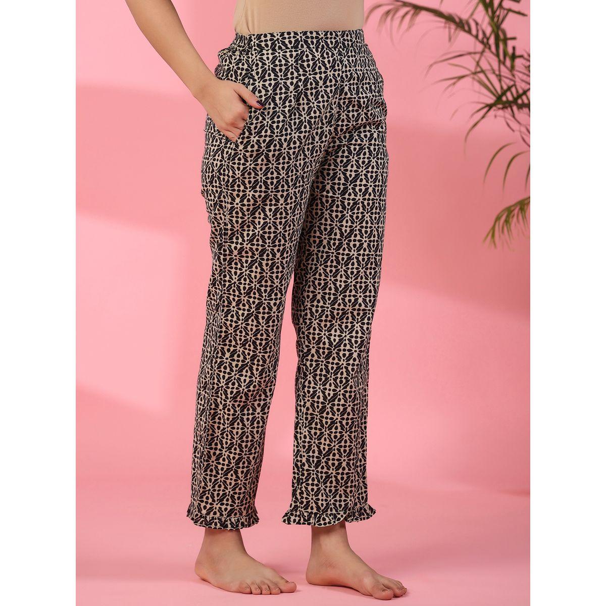 طقم من بنطال بيجاما مع بلوزة باكمام كشكش سانسكريتي هومز × ستايلي-women-clothing-nightwear-pyjamas-longsets-image-9